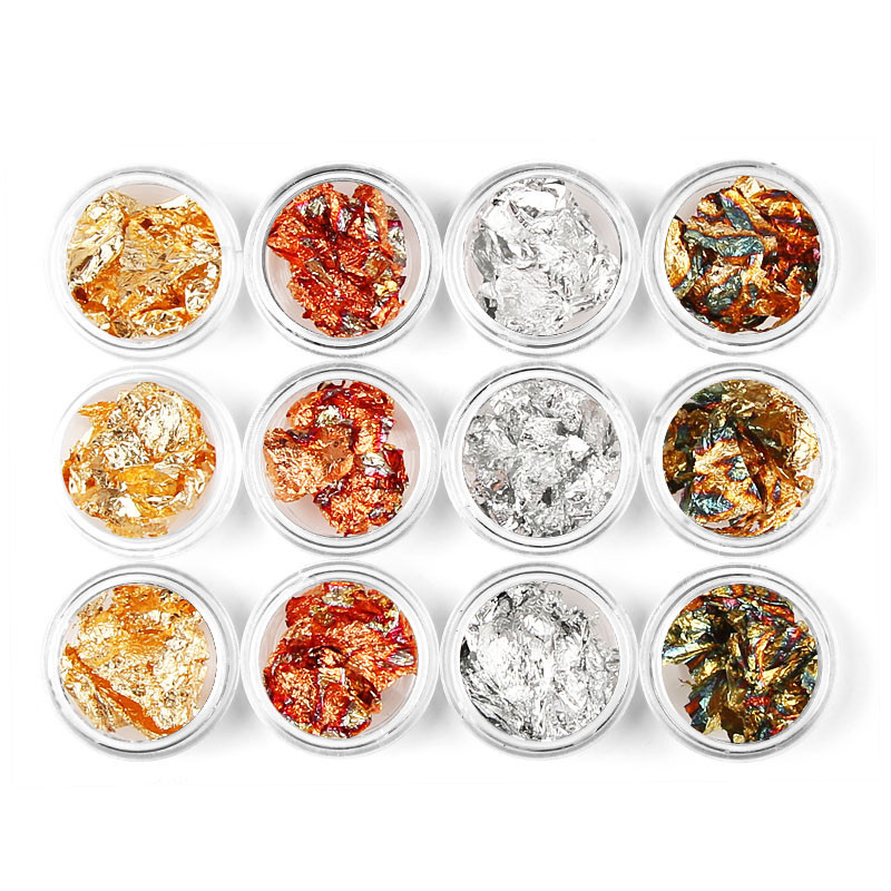  Gold Silver Irregular Aluminum Foil Paper for UV Gel Polish Nail Decoration 