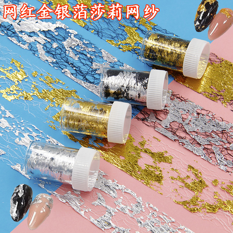 1 Box Gold Silver Irregular Aluminum Foil Paper Nail Art Sticker 