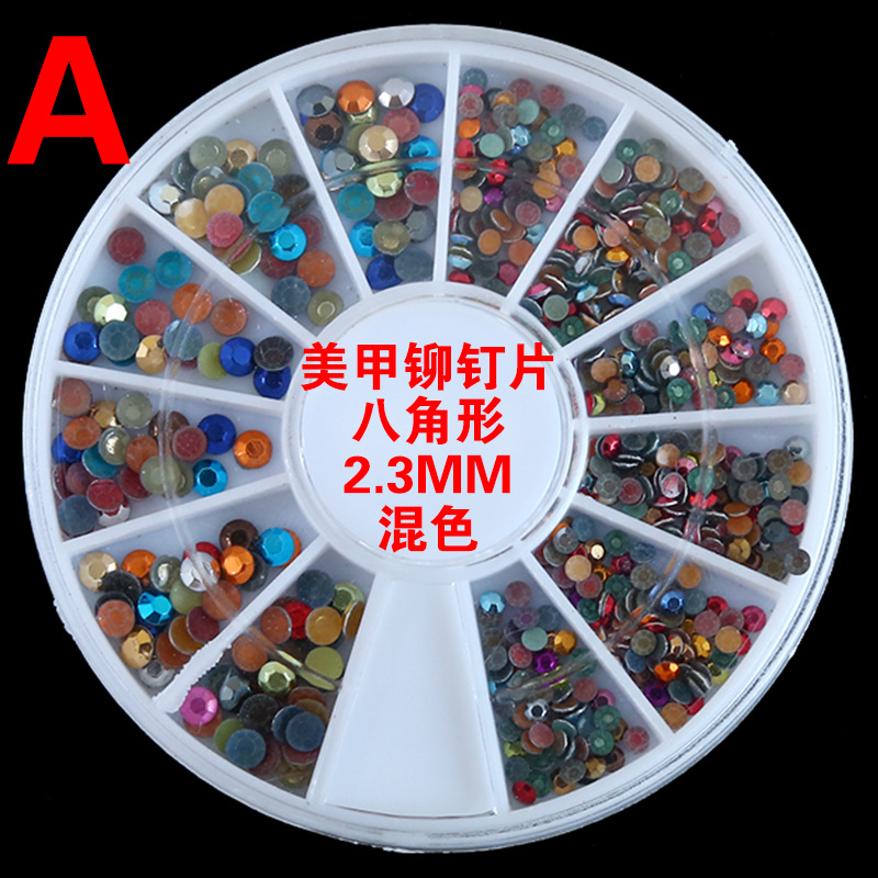 Mixed-size Round Flat Bottom Nail Rhinestones Acrylic Shinning for UV Gel