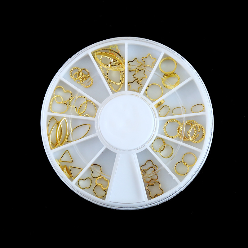 1Case Gold Silver Hollow 3D Metal frame Nail Art Decorations 