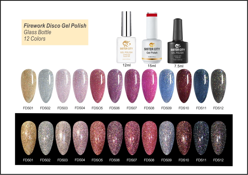 Firework disco gel polish