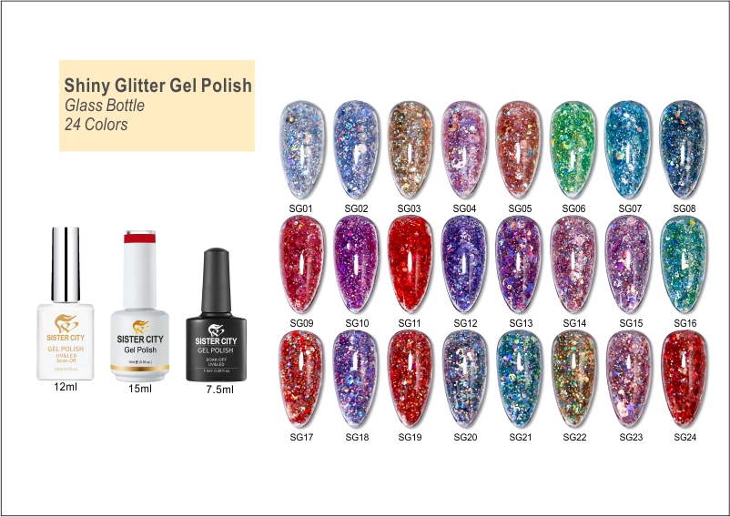 Shiny glitter gel polish