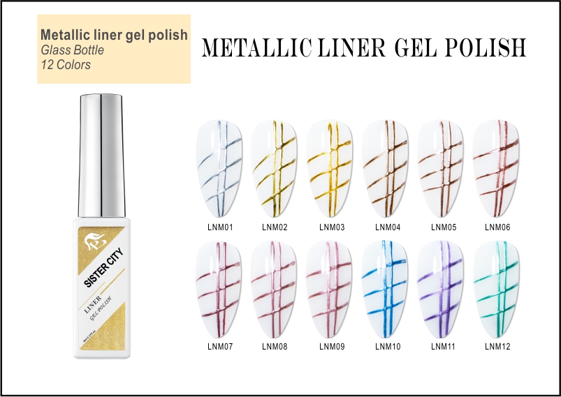 Metallic liner gel polish