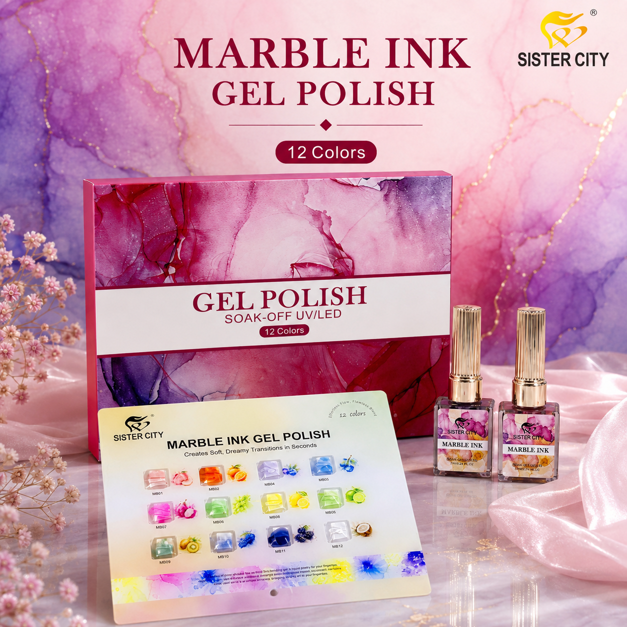 12 colors Marble Ink Collection
